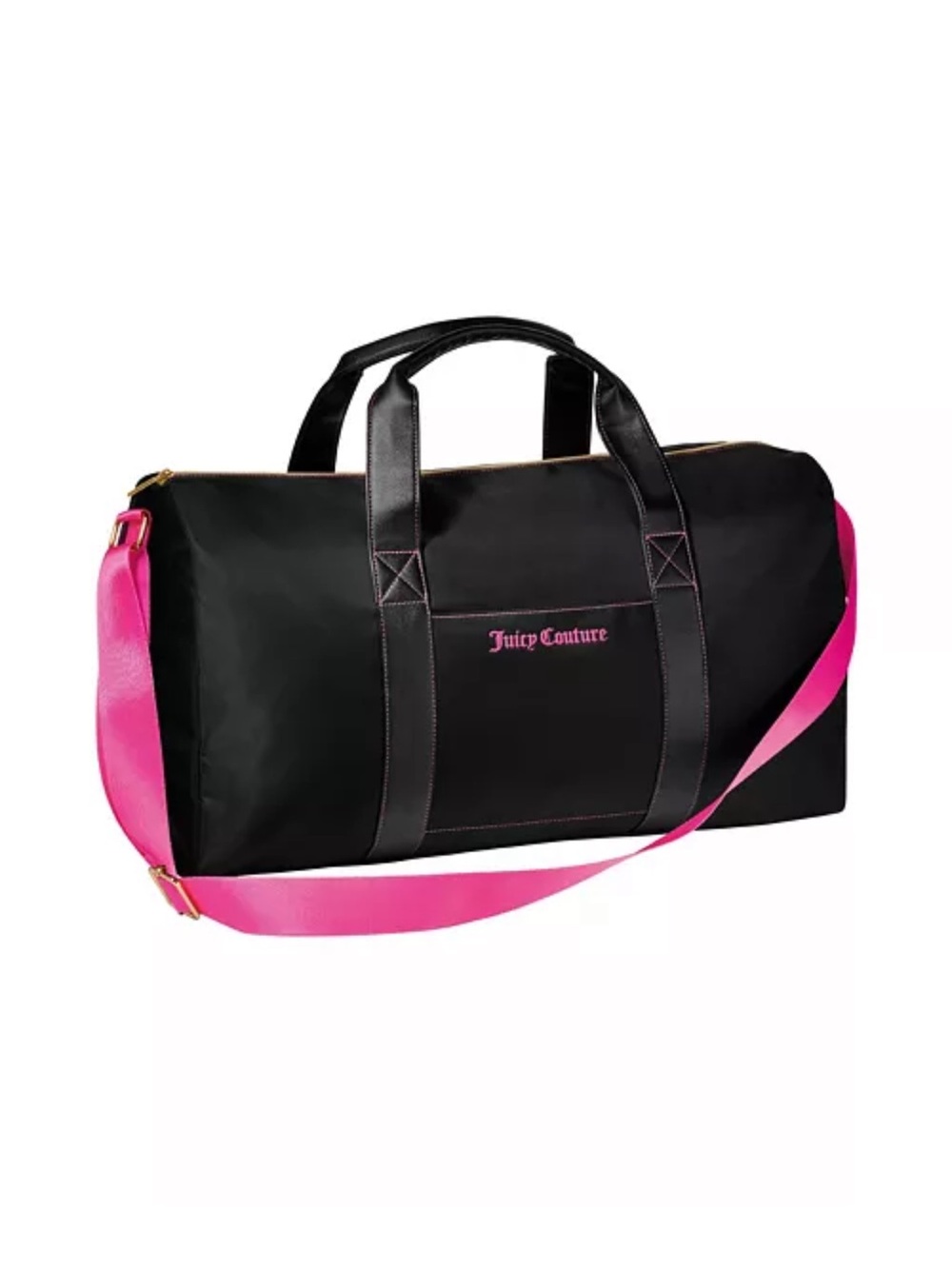 Juicy Couture Black with Hot Pink Strap Travel Duffel